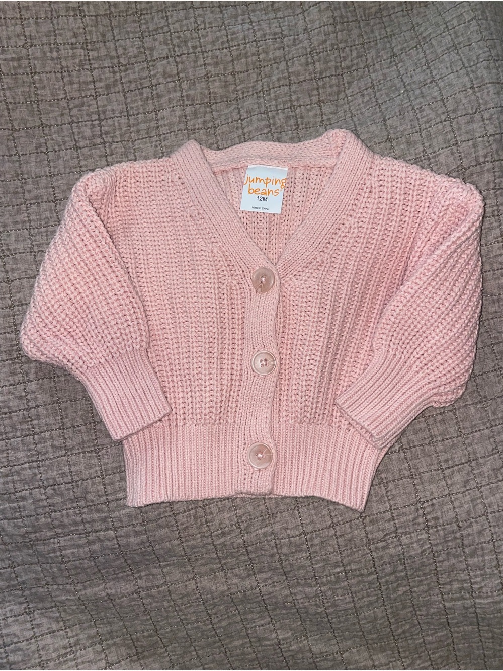 jumping beans Light Pink Ribbed Knit Cardigan